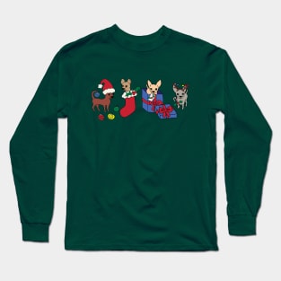 Green Christmas Chihuahuas - Smooth coat chihuahuas - Christmas Chihuahua Tee Long Sleeve T-Shirt